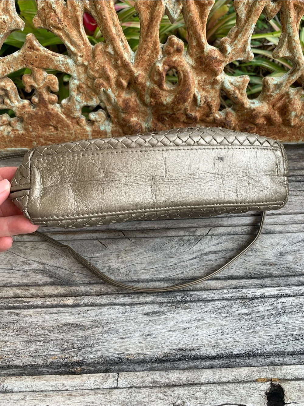 Vintage 80’s Ganson Leather Intrecciato Style Woven Crossbody Bag